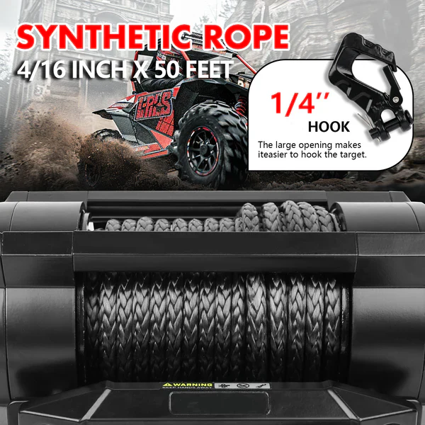 12V 2S Series Electric Winch 6,000 LBS with 15M Synthetic Rope for ATV, UTV, Boat & Trailer - Image 3