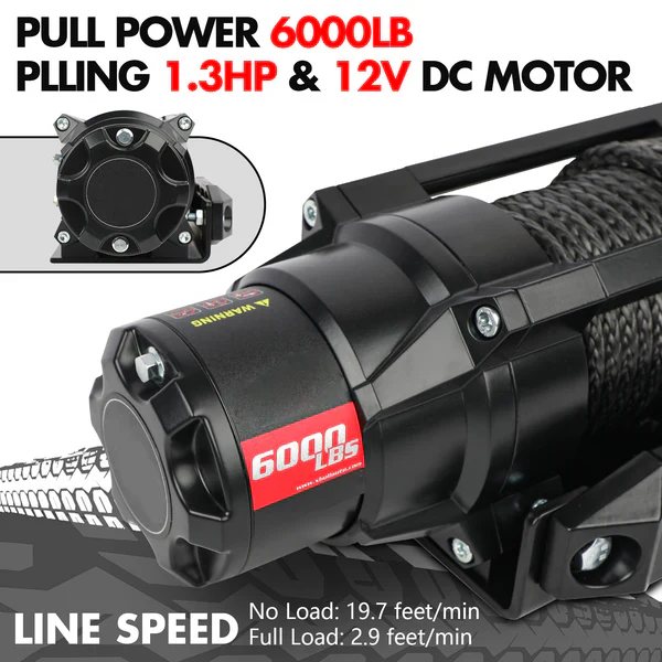 12V 2S Series Electric Winch 6,000 LBS with 15M Synthetic Rope for ATV, UTV, Boat & Trailer - Image 4