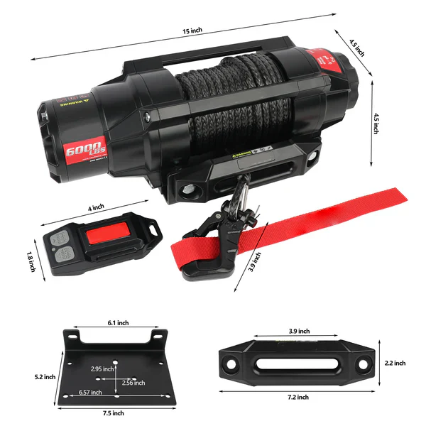12V 2S Series Electric Winch 6,000 LBS with 15M Synthetic Rope for ATV, UTV, Boat & Trailer - Image 6