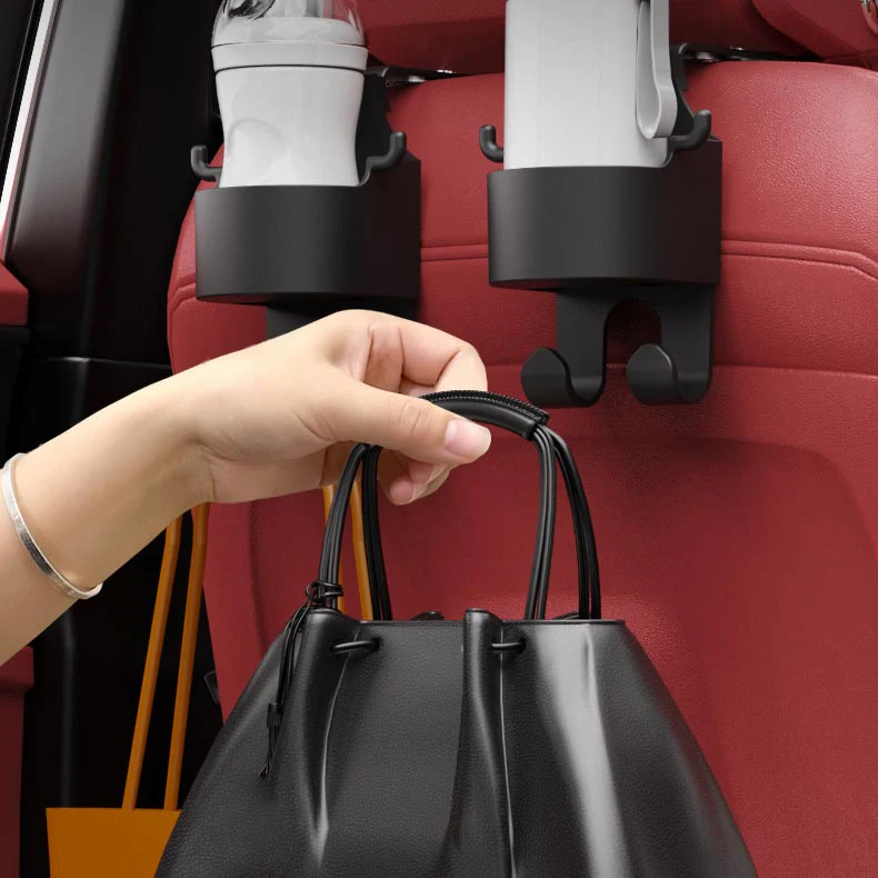 Car Seat Headrest Cup Holder with Hooks - Image 3
