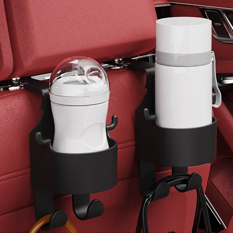Car Seat Headrest Cup Holder with Hooks - Image 4