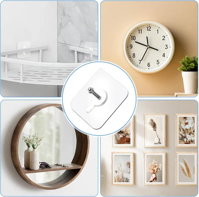 Adhesive Frame Hooks Wall Mount Self-Adhesive Hooks Suitable for Bathroom and Kitchen Decoration - Image 3