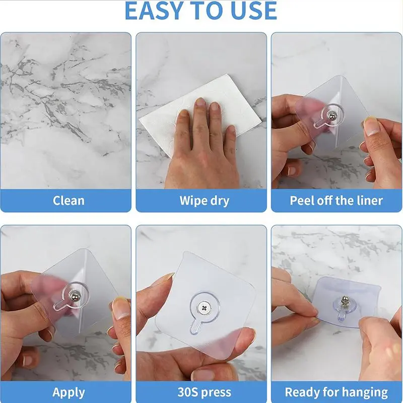 Adhesive Frame Hooks Wall Mount Self-Adhesive Hooks Suitable for Bathroom and Kitchen Decoration - Image 6