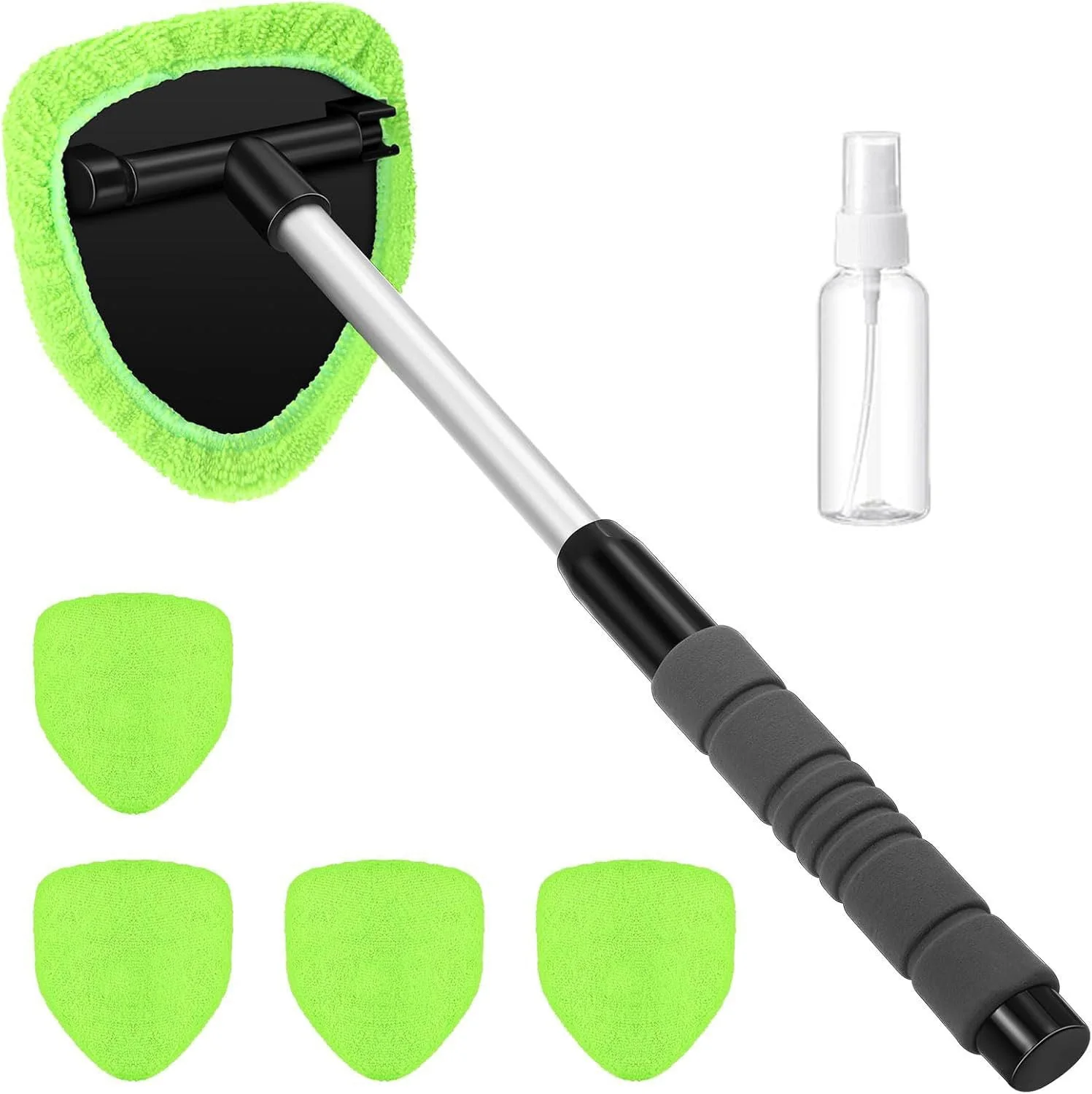 Windshield Cleaning Tool, Microfiber Car Window Cleaner with 4 Reusable and Washable Microfiber Pads and Extendable Handle - Image 2